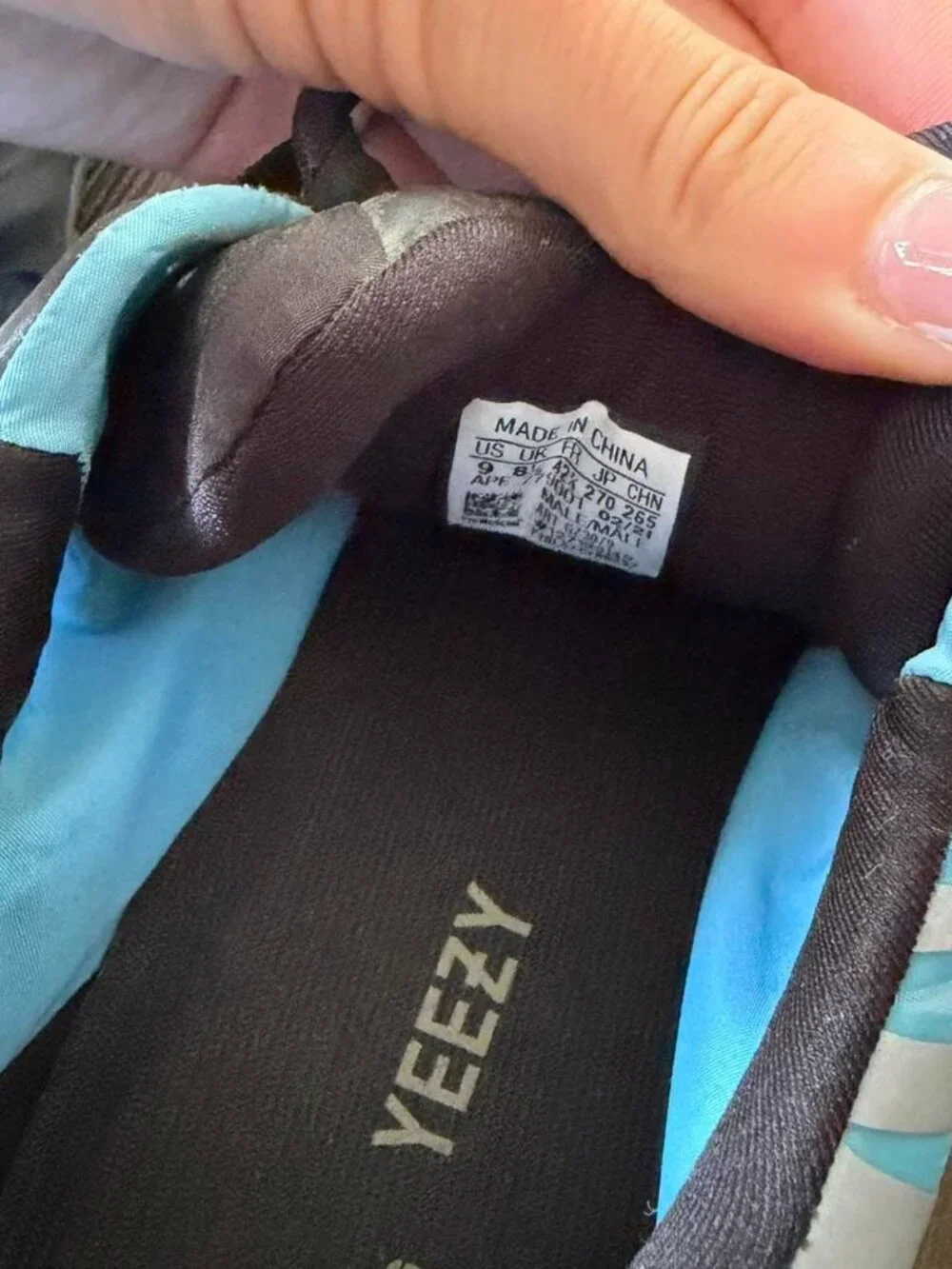 Yeezy 700 V3 Blue & Black Sneakers with Gray Accents  Size 9  Stain see photo. M